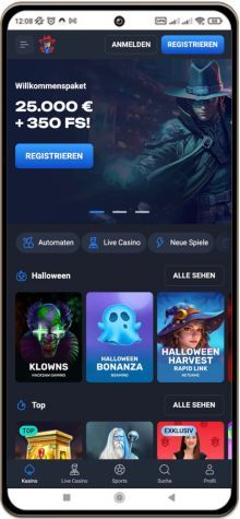 Lucky Hunter Casino Hauptseite auf dem Handy
