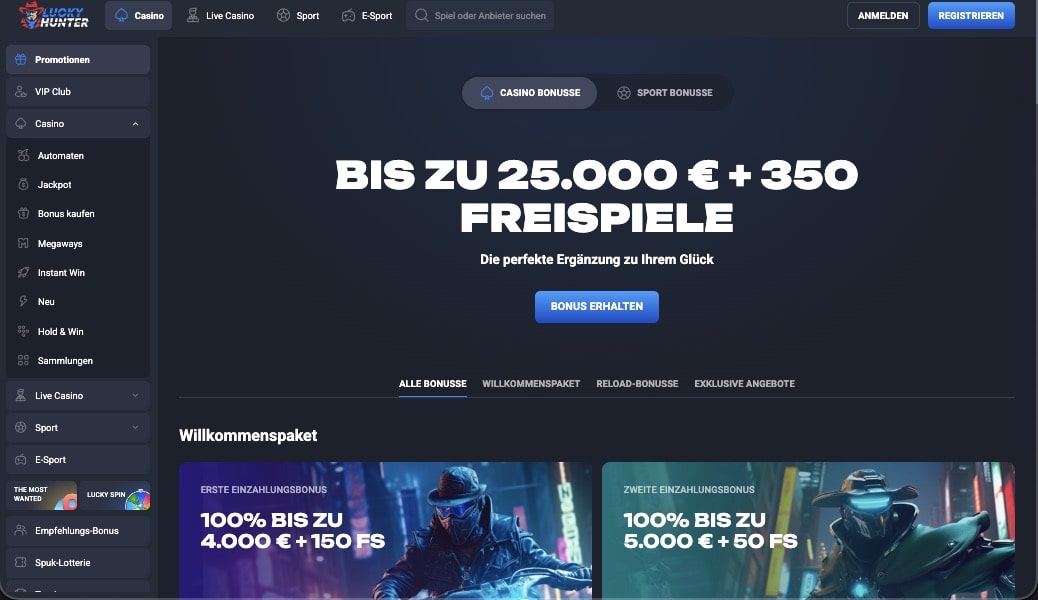 Lucky Hunter Casino Bonusangebot