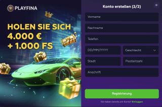 Playfina Casino Geben Sie Ihre persönlichen Daten ein