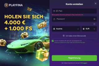 Playfina-Registrierungsprozess