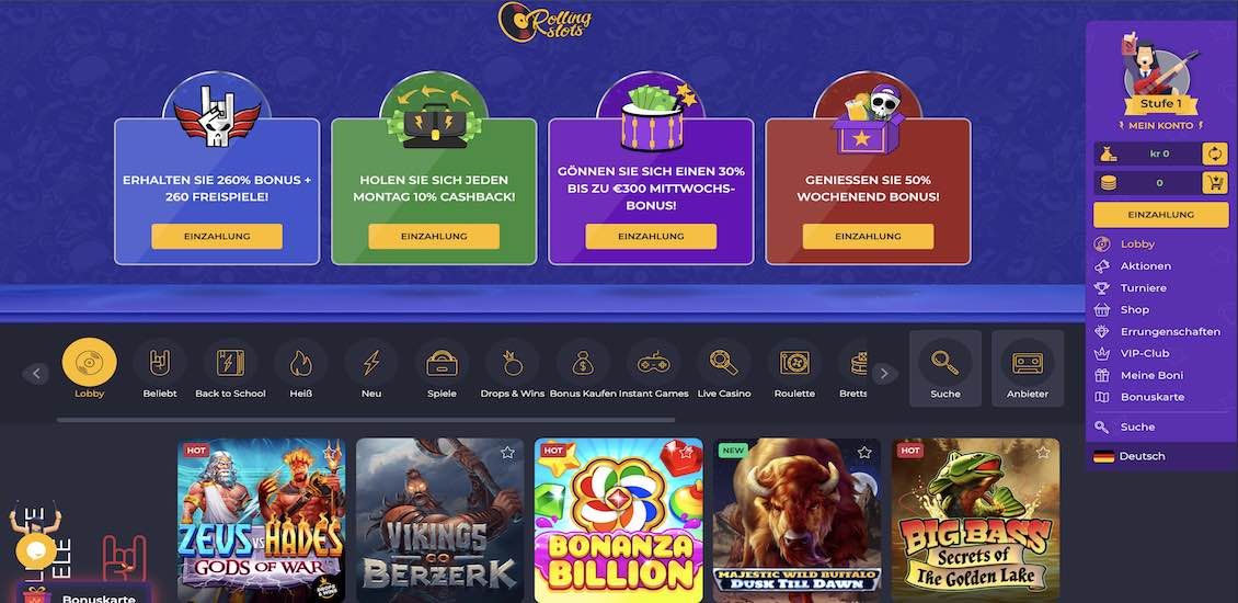 Rolling Slots Casino Hauptseite