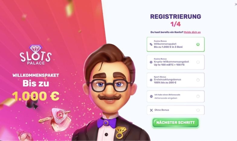 Wählen Sie Ihren Bonus bei SlotsPalace