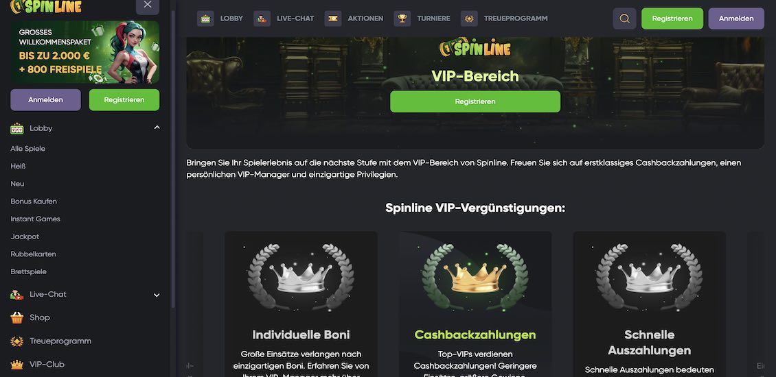 Spinline Casino VIP-Programm