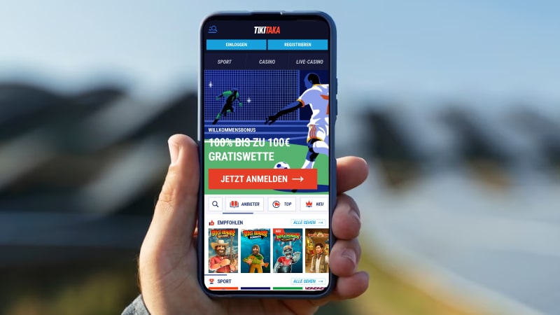 TikiTaka Casino Hauptseite auf dem Handy