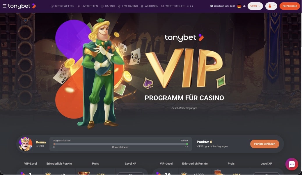 Tonybet VIP-Programm