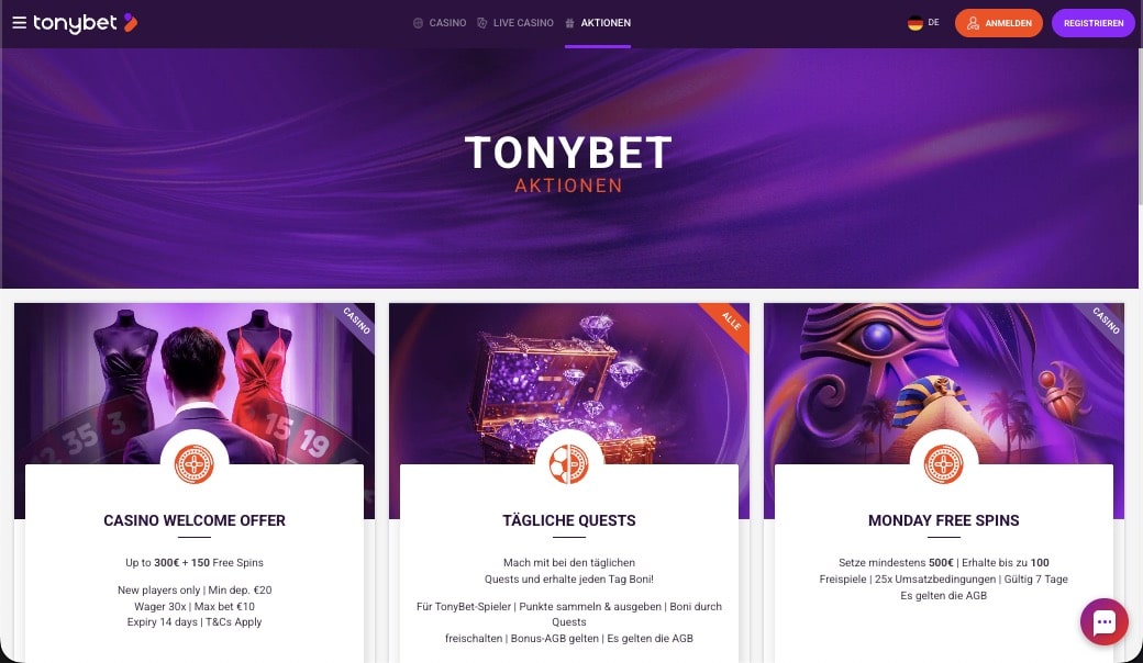 Tonybet Bonusangebot