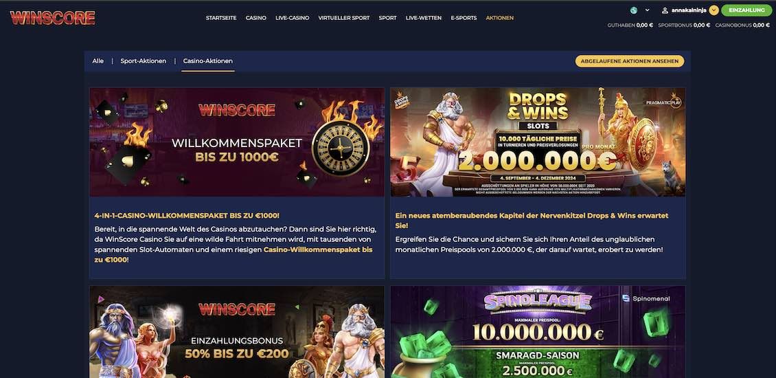 Winscore Casino Bonusangebot