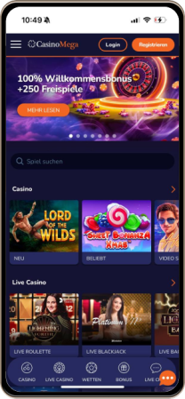 Das Casinomega Casino auf Mobilgeräten