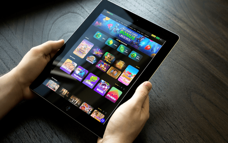 Velobet Casino auf einem iPad-Bildschirm