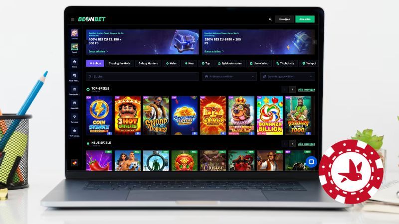 BeOnBet Casino auf einem Computerbildschirm