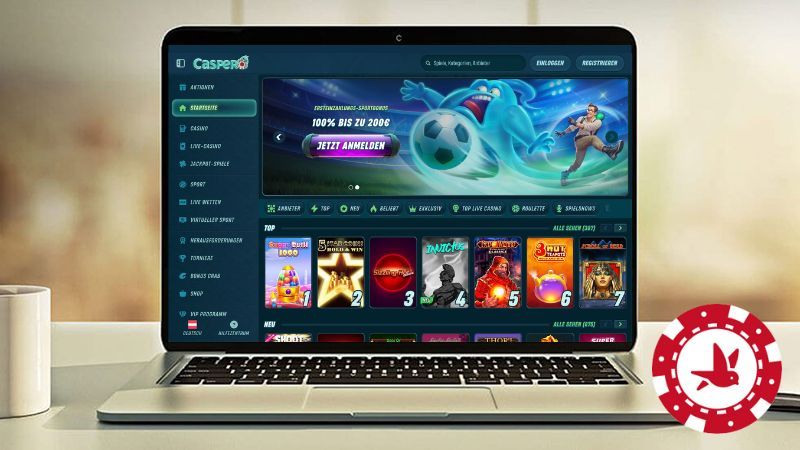 Caspero Casino auf einem Computerbildschirm