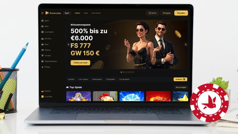Dreamplay Casino auf einem Computerbildschirm