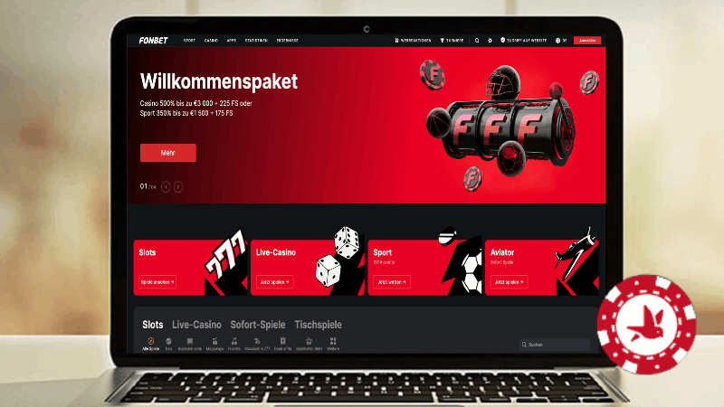 Fonbet Casino auf einem Computerbildschirm