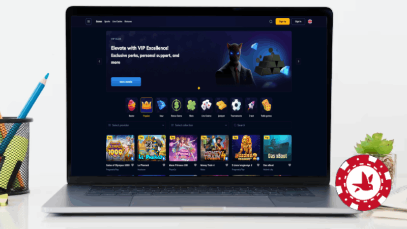 Rioace Casino auf einem Computerbildschirm
