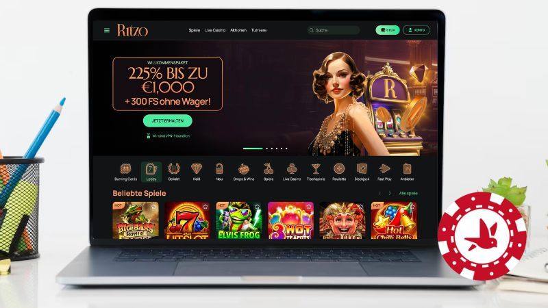 Ritzo Casino auf einem Computerbildschirm