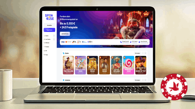 Spinrise Casino auf einem Computerbildschirm