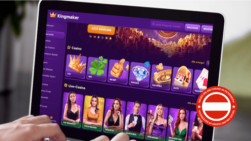 Kingmaker Casino auf einem Computerbildschirm