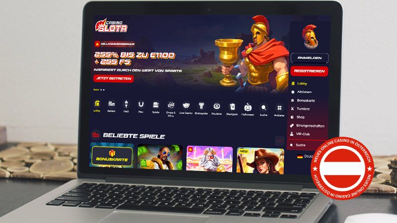 Slota Casino auf einem Computerbildschirm