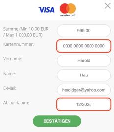 Kartendaten angeben