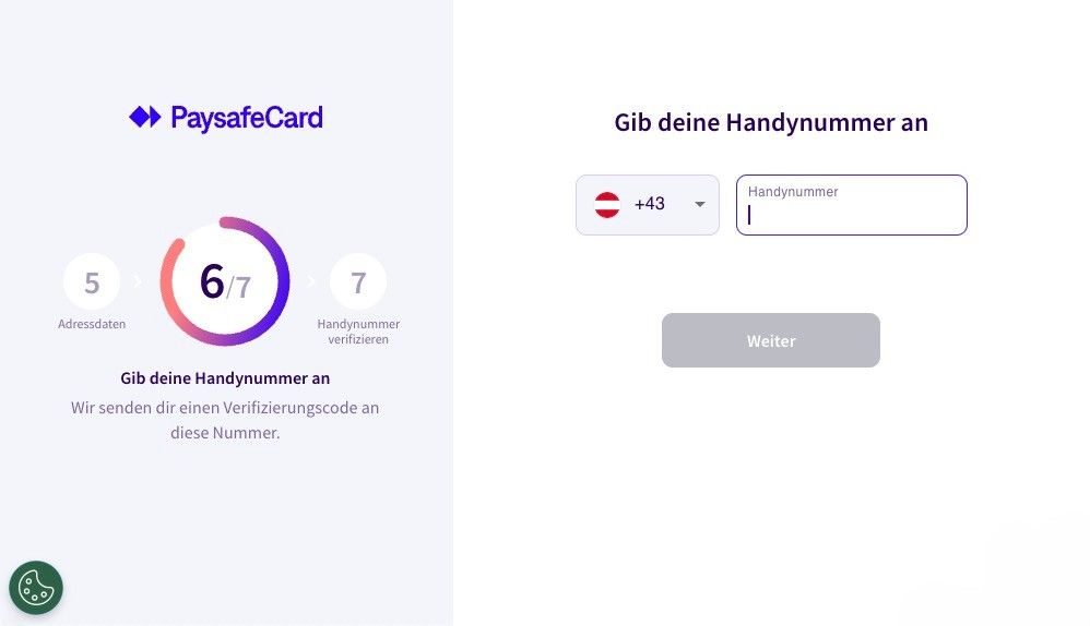 Handynummer angeben