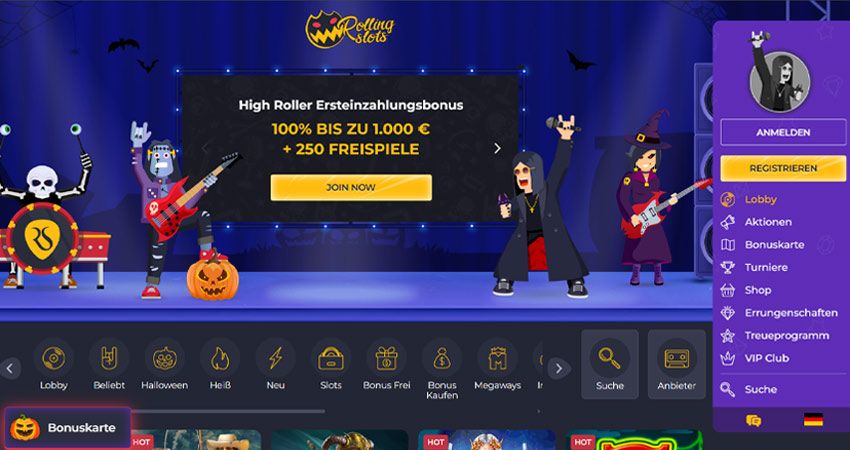 Rolling Slots Casino Hauptseite